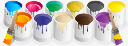 彩虹色扁平油漆桶矢量图素材