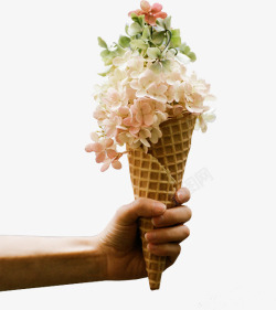 创意冰淇淋鲜花素材