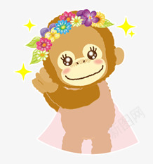 手绘猴卡通动物图标图标