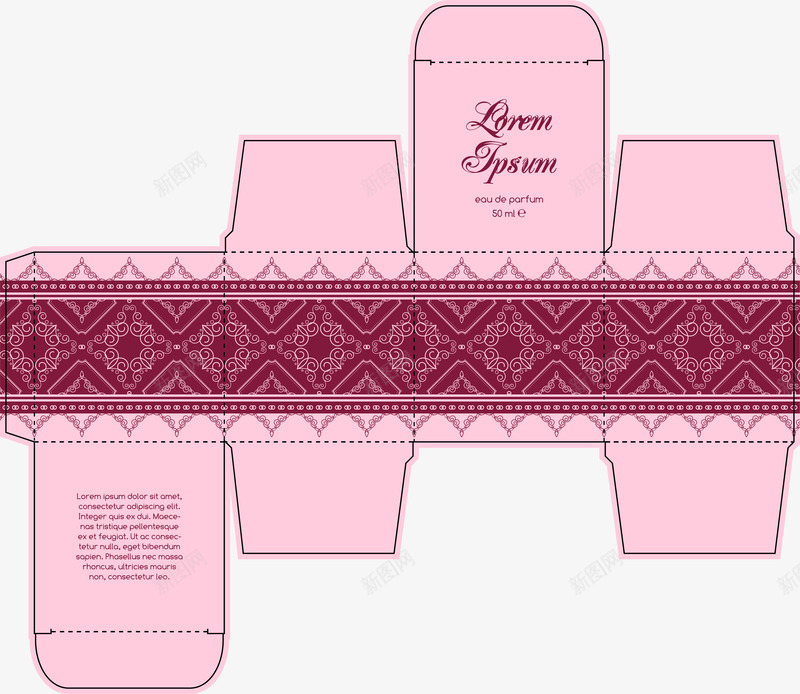 粉色盒子展开图png免抠素材_88icon https://88icon.com 产品盒 免抠PNG 复古礼盒 复古花纹 礼物盒 礼盒 粉红色 花纹盒子 香水盒子