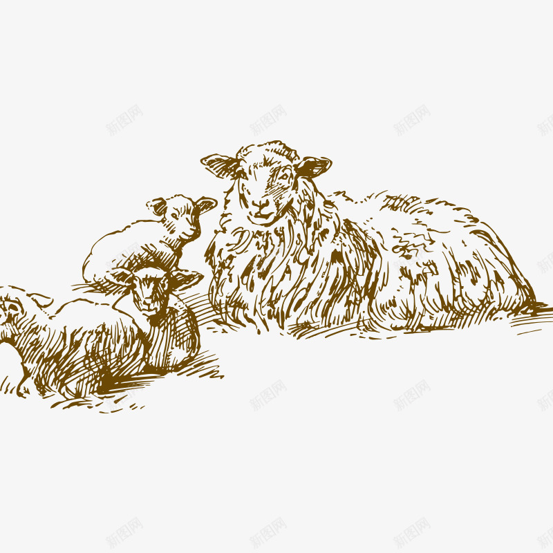 素描动物png免抠素材_88icon https://88icon.com 动物 动物世界 手绘羊群 素描 线绘羊 羊 羊群 陆地动物