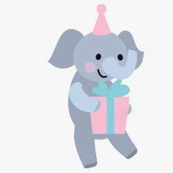 粉色大象蓝色小象动物矢量图高清图片