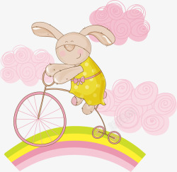 粉色卡通彩虹兔子素材