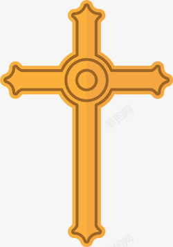 黄色花边宗教十字架矢量图素材