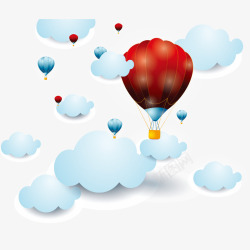 卡通热气球云朵素材