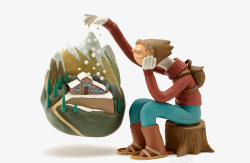 可塑泥可塑娃娃与森林高清图片