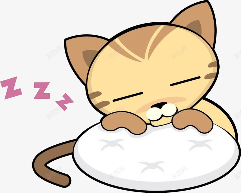 睡觉的卡通小猫png免抠素材_88icon https://88icon.com 动物 卖萌小猫 小猫 枕头 猫咪 睡觉
