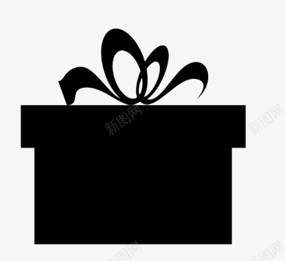 爱心花图片纯色黑色礼品盒和黑丝带礼物花图标图标