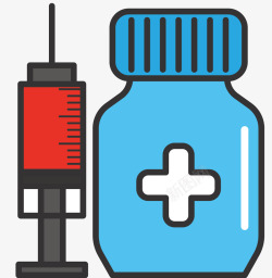 针管卡通风格急救药品矢量图素材