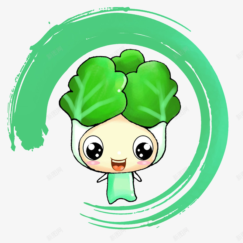 卡通绿色大白菜娃娃png免抠素材_88icon https://88icon.com 健康 卡通 卡通大白菜 大白菜 娃娃 形象 标签 绿色 蔬菜 设计