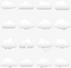 16款白色云朵矢量图素材