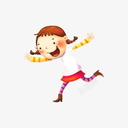 奔跑的小女孩卡通快乐奔跑的小女孩高清图片