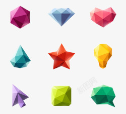 钻石型彩立体多形状图标高清图片