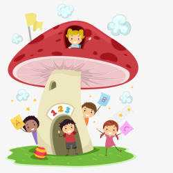 蘑菇小屋蘑菇屋和儿童高清图片