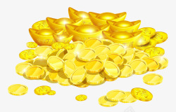 金色元宝钱币装饰图案素材