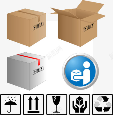 鲜花速递包裹箱与箱外图标图标