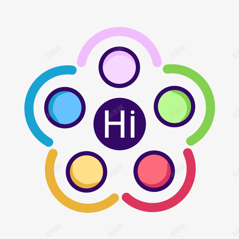 彩色圆弧小语种元素矢量图eps免抠素材_88icon https://88icon.com 创意 卡通礼貌 圆弧 小语种 彩色 扁平化 打招呼 矢量图 纹理 质感