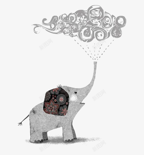 小象png免抠素材_88icon https://88icon.com 云彩 云朵 动物 卡通小象 手绘小象 黑白小象