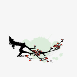水墨植物中国风元素图矢量图素材