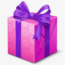紫色丝带礼盒素材