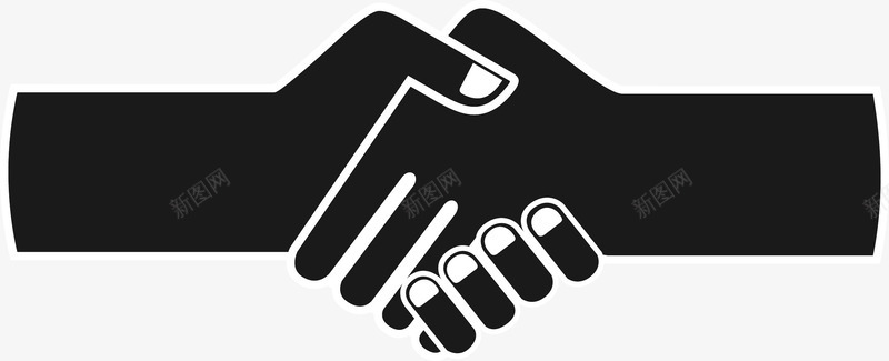 黑白图标商务合作两人握手图标