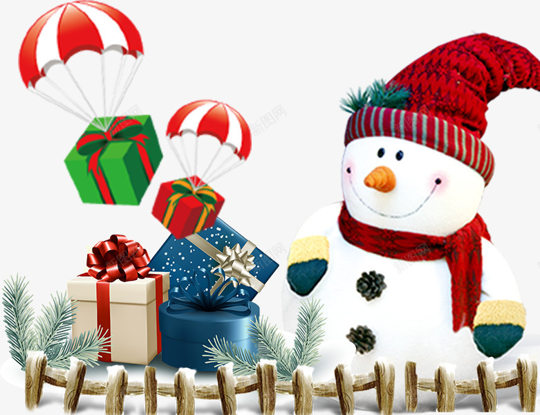 圣诞夜雪人psd免抠素材_88icon https://88icon.com 圣诞之夜 圣诞大促 圣诞礼物 广告设计 栅栏 雪人 雪地 雪花