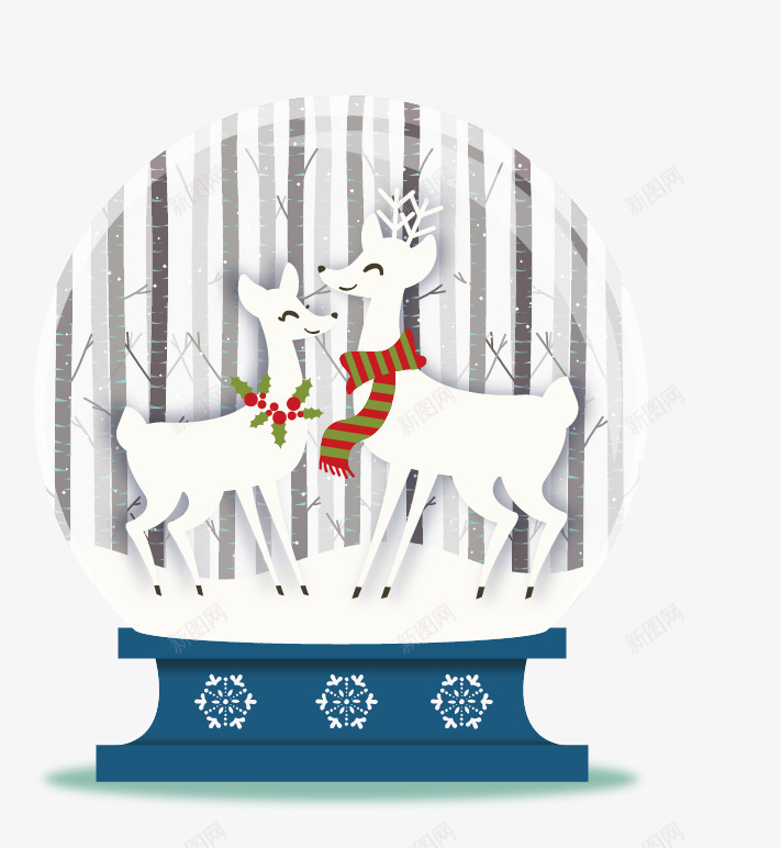 卡通两只小鹿圣诞玻璃球矢量图ai免抠素材_88icon https://88icon.com 卡通 圣诞礼物 圣诞节 圣诞装饰 玻璃球 白色 矢量图