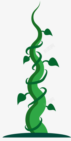 生长豆茎绿色向上卡通豆茎矢量图高清图片