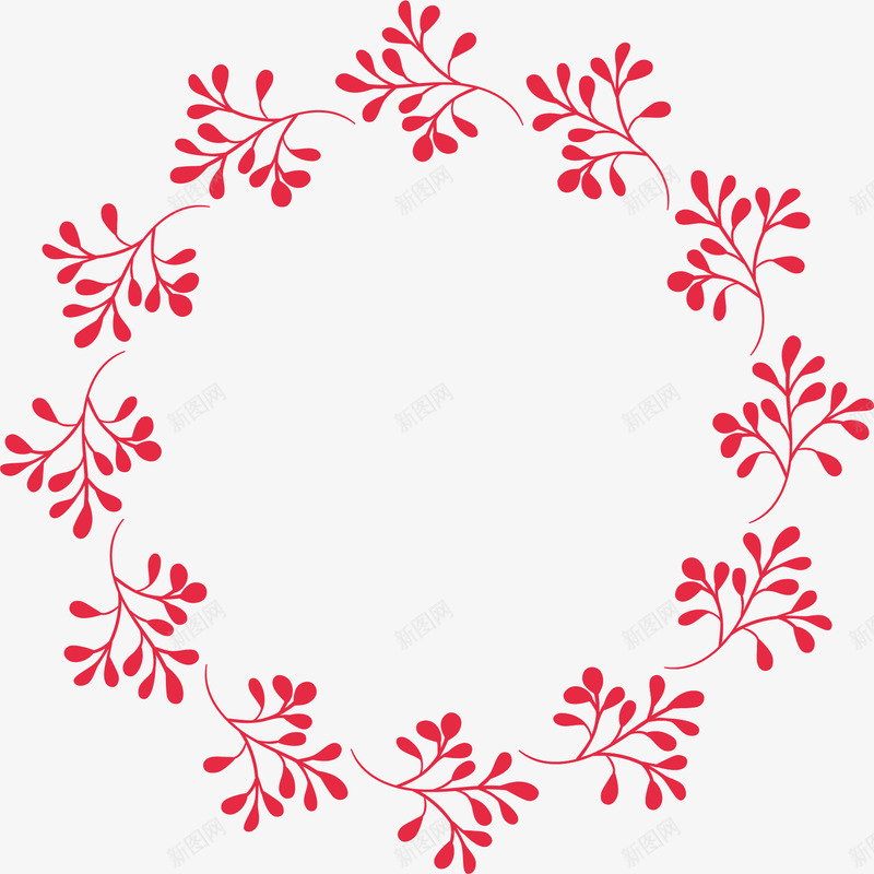 花卉装饰圆形花环png免抠素材_88icon https://88icon.com 圆形花环 红色 花卉装饰 边框素材
