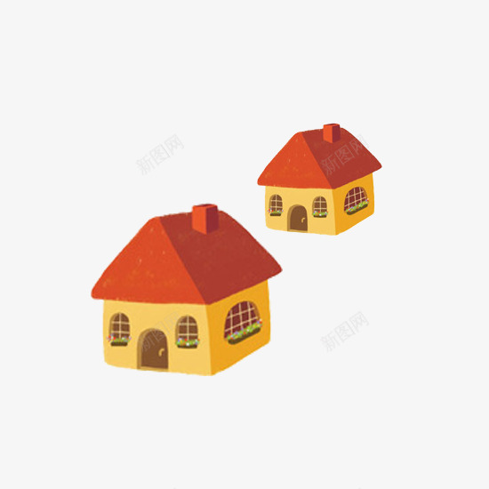 卡通可爱房子模型psd免抠素材_88icon https://88icon.com 卡通画 小清新 房子 模型