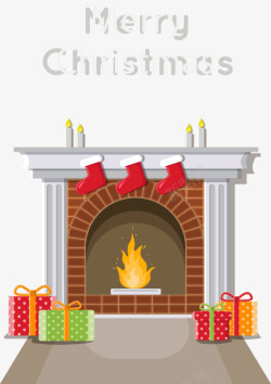 温暖圣诞节壁炉矢量图素材