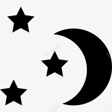 晚上月亮和星星的形状图标图标
