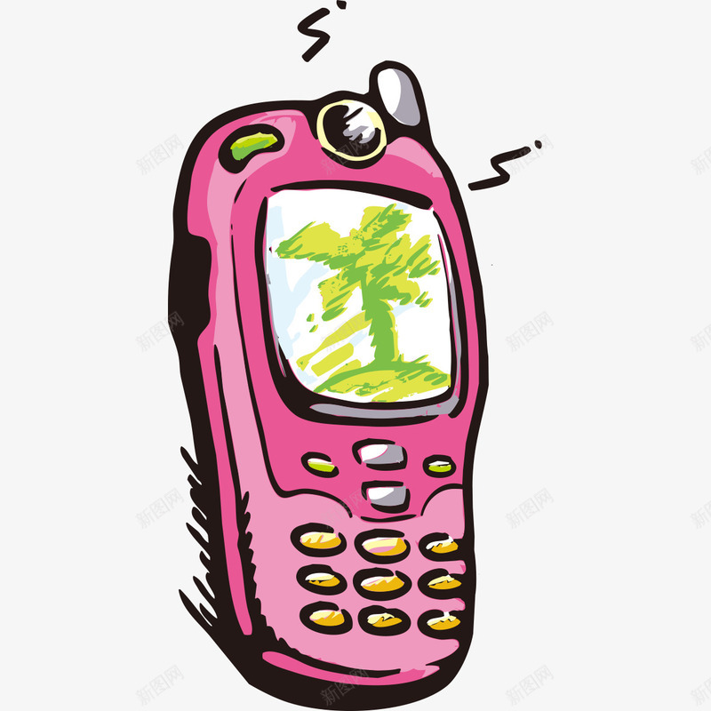 手绘粉红色手机模型png免抠素材_88icon https://88icon.com 手机 手机模型 手绘手机 粉红色手机