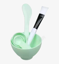 浅绿色塑料面膜碗套装素材