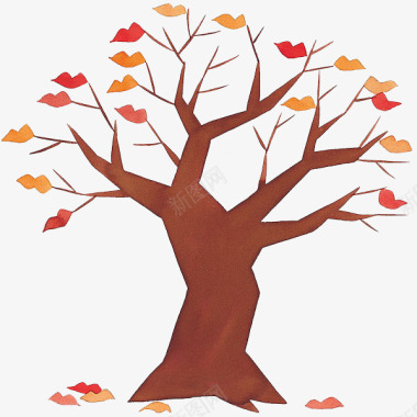 落叶秋天的树木图标图标
