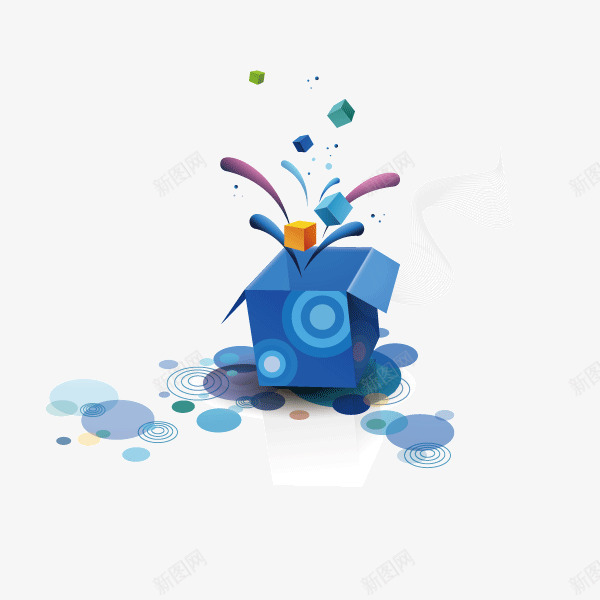 礼物打开的礼盒蓝色装饰图案png免抠素材_88icon https://88icon.com 打开的礼盒 礼物 蓝色 装饰图案