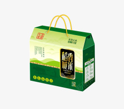 绿色黄色提手礼盒袋装米素材