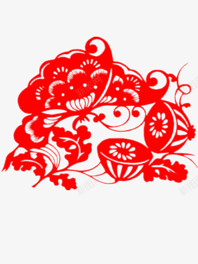 花卉剪纸png免抠素材_88icon https://88icon.com 中国风 剪纸 花卉 荷花 莲子