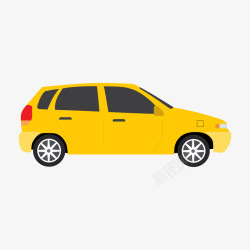 一辆黄色的家庭轿车素材