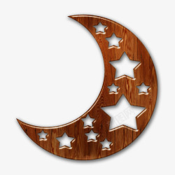 创意合成木板月亮形状星星素材