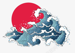 红月亮日本旅行海报图案高清图片
