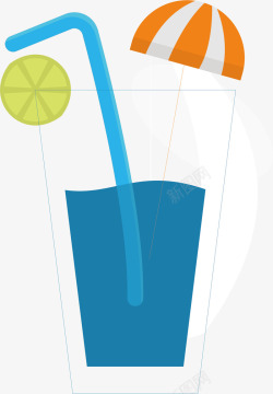 饮料杯手绘卡通蓝色夏日饮料杯矢量图高清图片