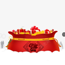 红色节日礼盒福袋素材