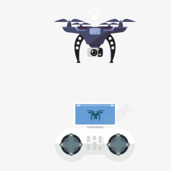 蓝色遥控飞机模型图素材