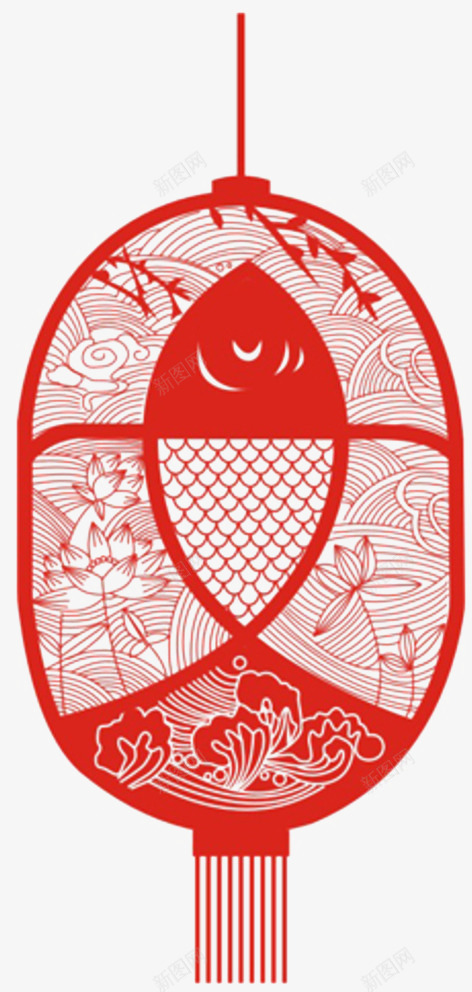 红色的锦鲤剪纸灯笼效果元素png免抠素材_88icon https://88icon.com 元素 剪纸 效果 红色 红色元素 红色灯笼