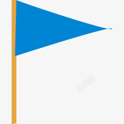 手绘蓝色旅游三角旗矢量图素材
