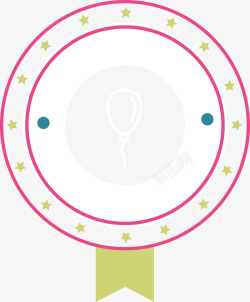 双层粉红圆圈标题框素材
