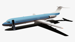 立体逼真蓝色飞机模型素材