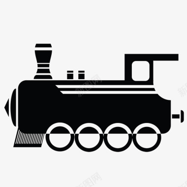 复古式家居扁平黑白蒸汽式火车图标图标
