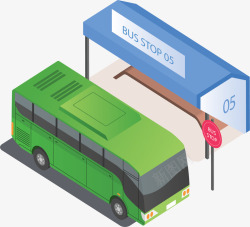 绿色城市公交汽车矢量图素材